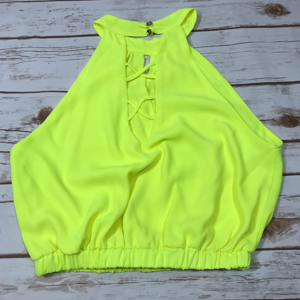 Bright Yellow Halter Crop Top - Picture 3 of 3